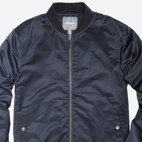 Bonobos Boulevard Slim Bomber Jacket, Medium Navy - Picture 4 of 8